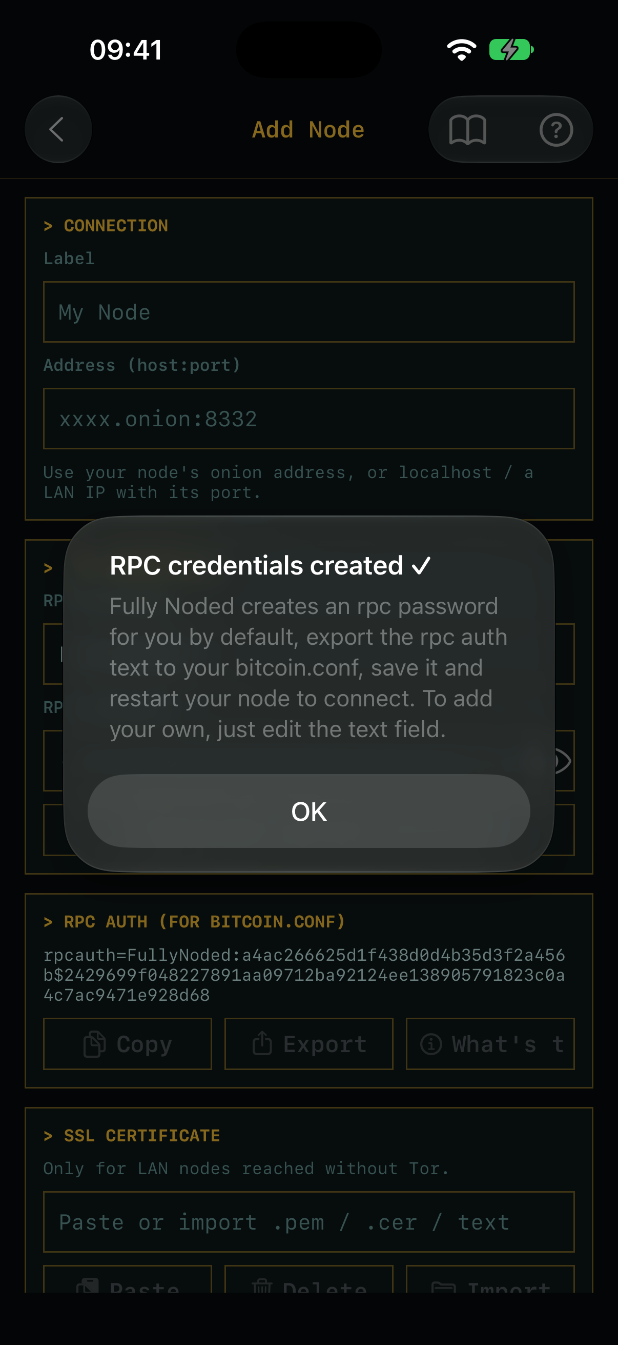 RPC credentials created alert